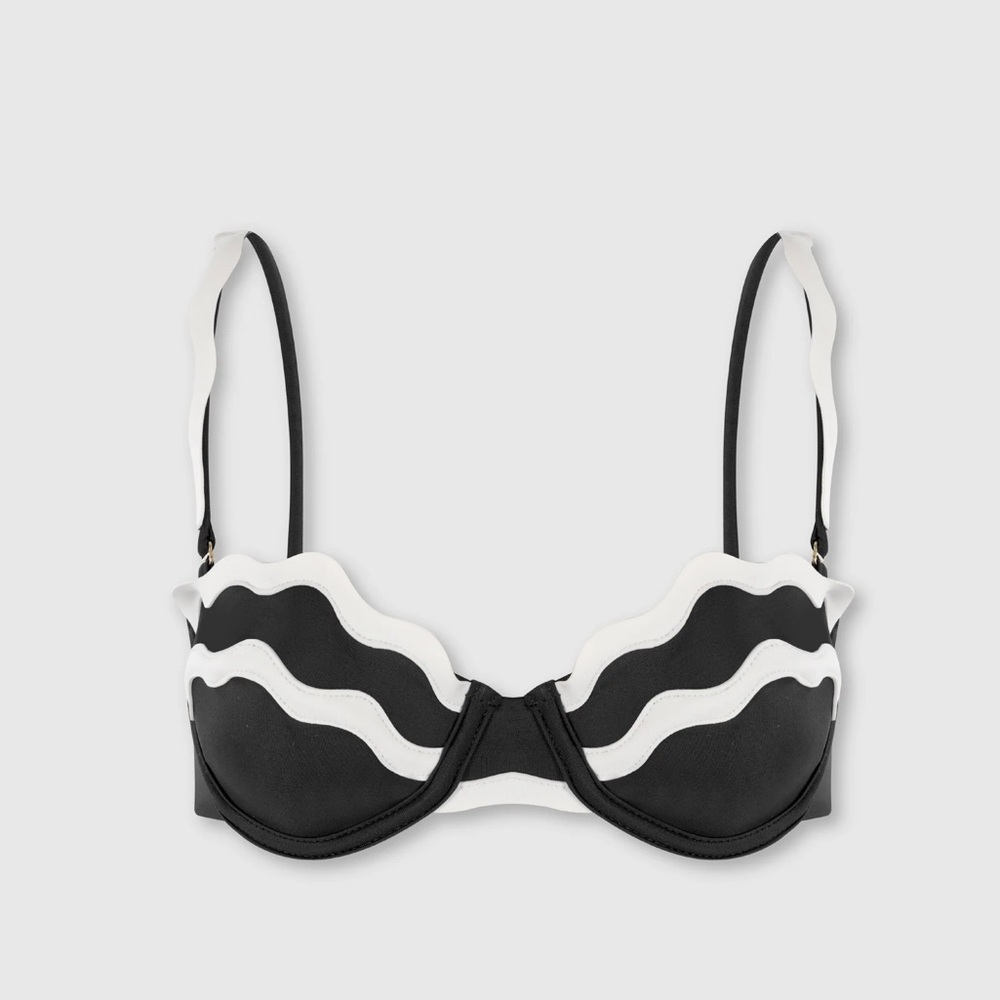 Bahia Maria OLA BIKINI TOP Color Black and White Womens size Medium NWT